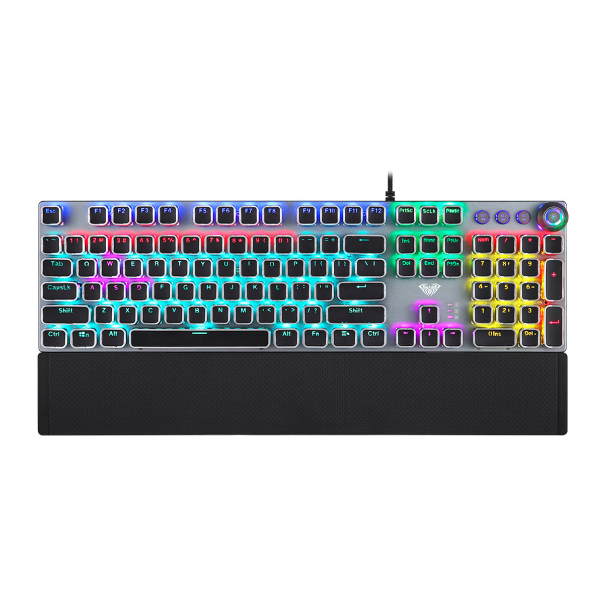 AULA F2088 Mechanical Gaming Keyboard | 104 Keys · 100% Full-Size | Black Switches | Mixed-Colour Backlight · Multi-Function Knob | Full-Key Programmable Macros | Black
