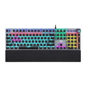 AULA F2088 Mechanical Gaming Keyboard | 104 Keys · 100% Full-Size | Black Switches | Mixed-Colour Backlight · Multi-Function Knob | Full-Key Programmable Macros | Black