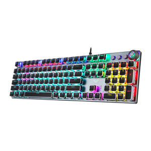 AULA F2088 Mechanical Gaming Keyboard | 104 Keys · 100% Full-Size | Black Switches | Mixed-Colour Backlight · Multi-Function Knob | Full-Key Programmable Macros | Black