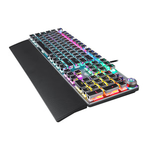 AULA F2088 Mechanical Gaming Keyboard | 104 Keys · 100% Full-Size | Black Switches | Mixed-Colour Backlight · Multi-Function Knob | Full-Key Programmable Macros | Black