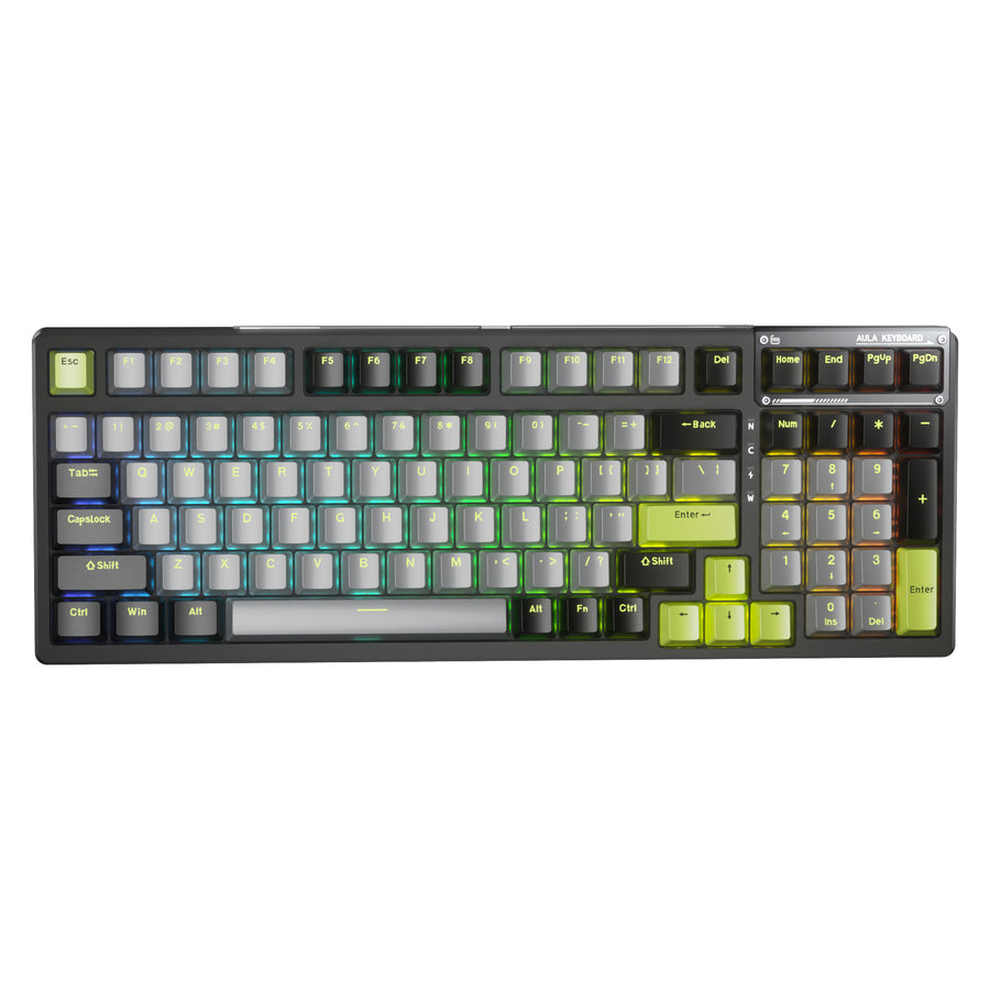 AULA F98 Wireless Mechanical Keyboard | 95% · 98 Keys | Pre-lubed Nimbus V3 Linear · Hot-Swappable | Gasket Mount · RGB 
