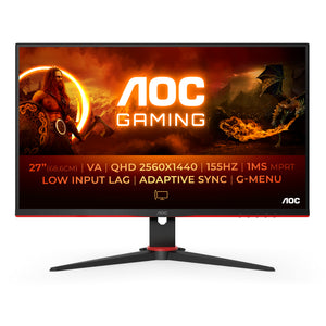 AOC 27-Inch Gaming Monitor | QHD 2560x1440 | 155Hz | 1ms MPRT | VA Panel | FreeSync Premium | HDMI + DisplayPort | Black