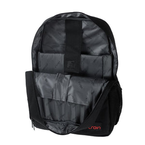 E-train BG02B Laptop Backpack | Fits laptops up to 15.6″ | Waterproof nylon · Padded laptop compartment with safety strap | 3 pockets · Padded adjustable straps | Black
