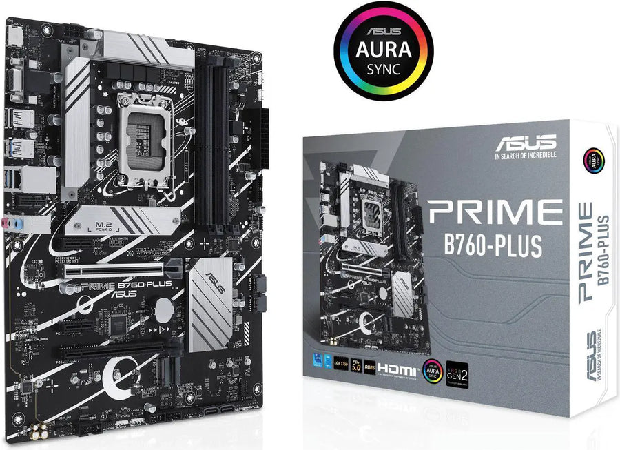 ASUS Prime B760-PLUS | Intel LGA 1700 ATX Motherboard | DDR5 7200+ | PCIe 5.0 | 3× PCIe 4.0 M.2 | 2.5G LAN | USB 3.2 Gen 2x2 Type-C | Thunderbolt 4 / USB4 Header | For Intel 12th/13th/14th Gen