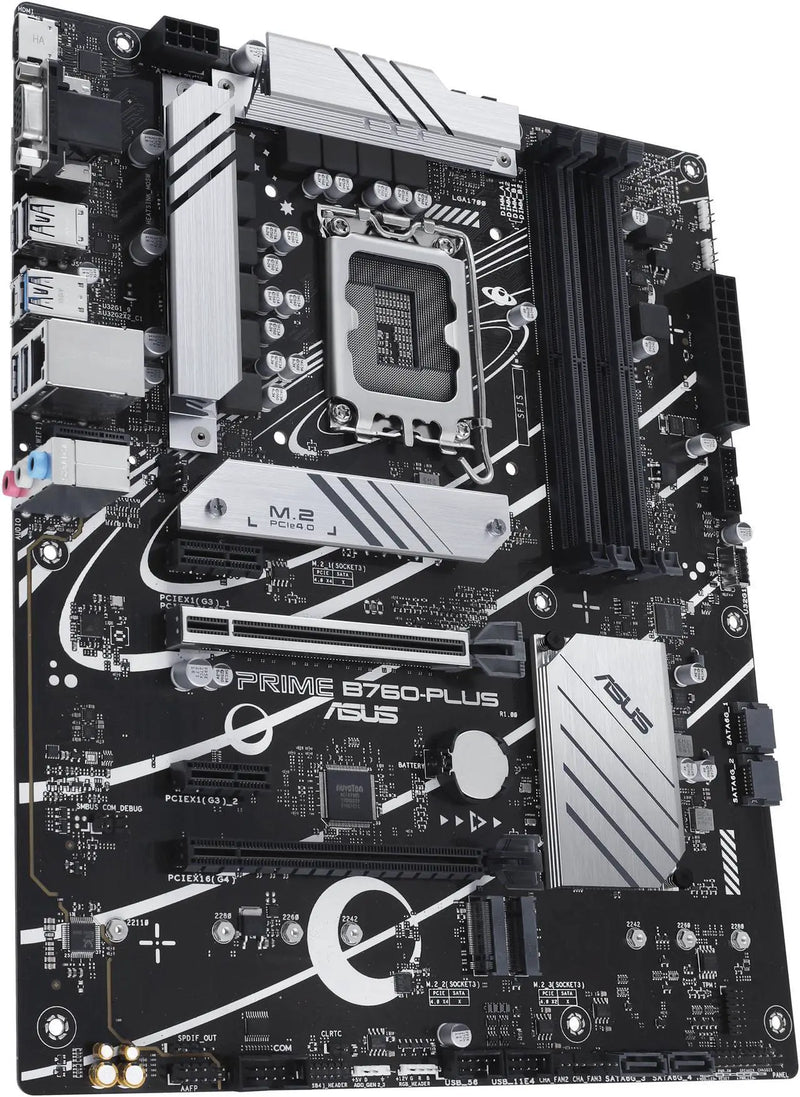 ASUS Prime B760-PLUS | Intel LGA 1700 ATX Motherboard | DDR5 7200+ | PCIe 5.0 | 3× PCIe 4.0 M.2 | 2.5G LAN | USB 3.2 Gen 2x2 Type-C | Thunderbolt 4 / USB4 Header | For Intel 12th/13th/14th Gen