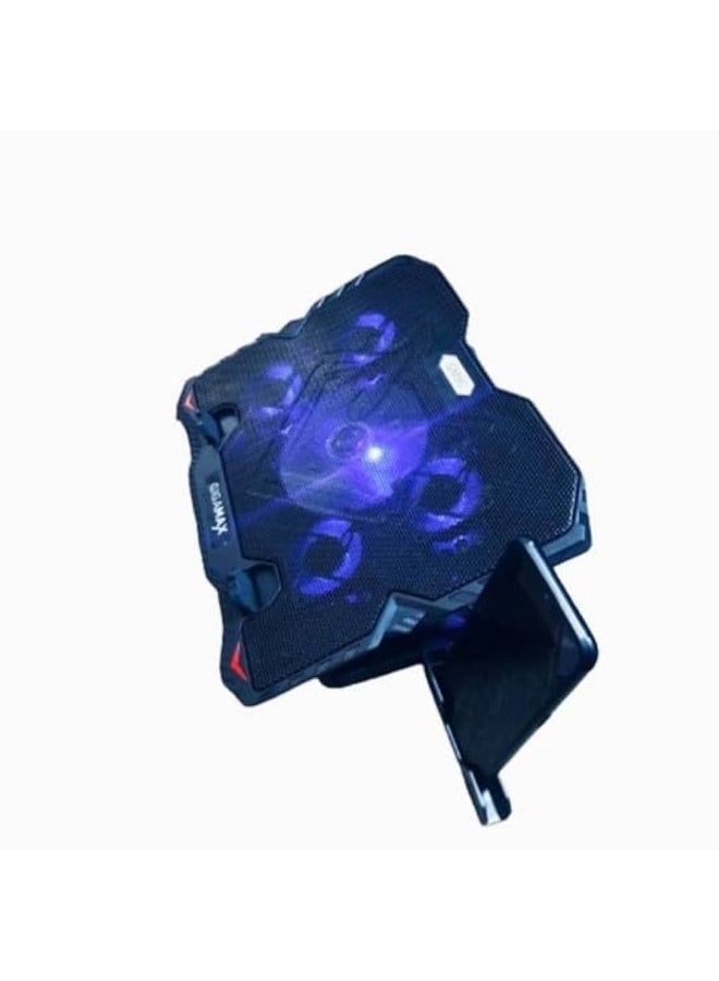 Gigamax GM90 Laptop Cooling Pad | 5 Fans · 1 × 120mm + 4 × 80mm | Phone Holder | USB Powered | Up to 16-inch Laptops | B