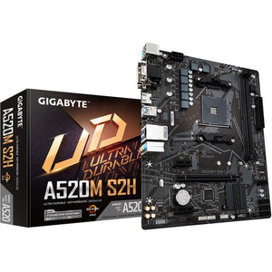 GIGABYTE A520M S2H | AMD AM4 Micro-ATX Motherboard | DDR4 5100+ | PCIe 3.0 | NVMe M.2 | Triple Display Output (HDMI/DVI-D/D-Sub) | Gigabit LAN | RGB Fusion 2.0 | For Ryzen 3000/4000/5000 Series