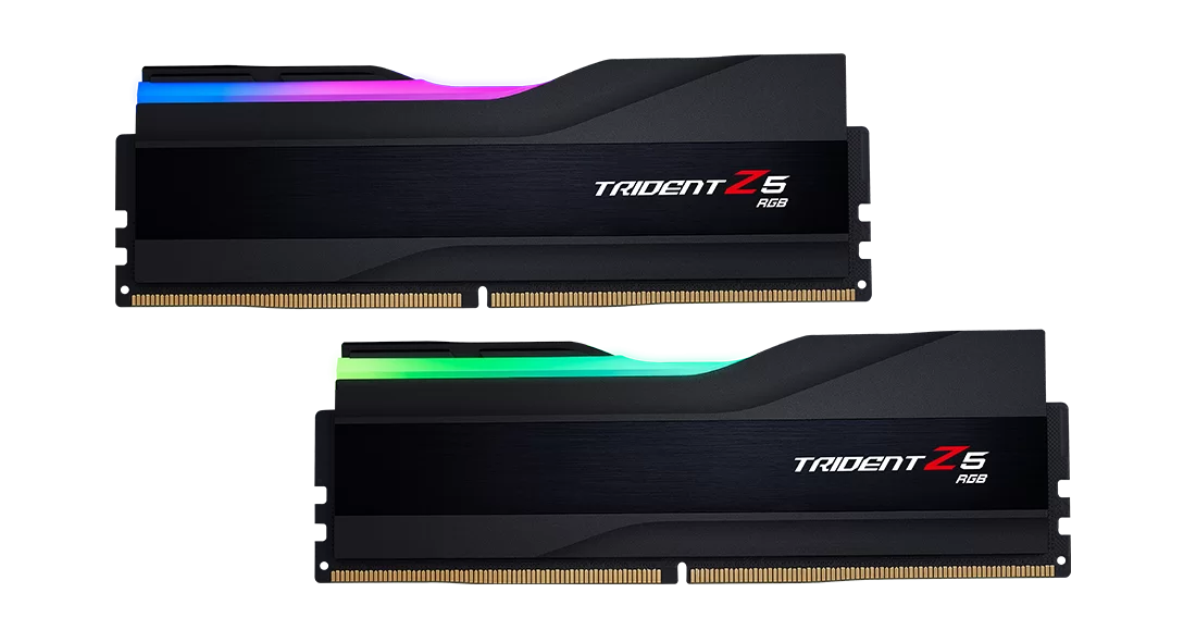 G.Skill Trident Z5 RGB DDR5 32GB Kit (2x16GB) Matte Black | 6400MT/s CL32-39-39-102 | Intel XMP 3.0 | 1.40V | Streamlined RGB Light Bar | Hand-Screened DRAM ICs | Brushed Aluminum Heat Spreader | Complete 2x16GB Kit | Intel Z890/Z790/B860/B760