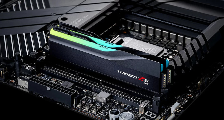 G.Skill Trident Z5 RGB DDR5 32GB Kit (2x16GB) Black | 7600MT/s CL36-46-46-121 | Intel XMP 3.0 | 1.40V | Hand-Screened DRAM ICs | Brushed Aluminum Heat Spreader | Streamlined RGB Light Bar | Flagship Overclock | Intel Z890/Z790