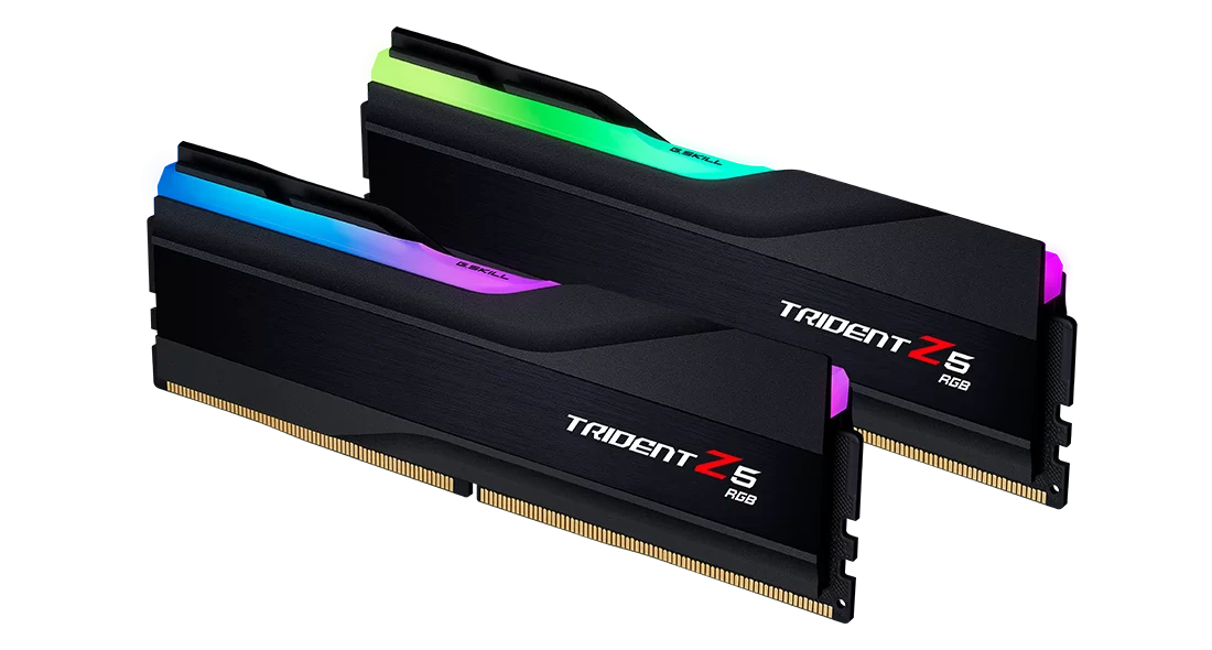 G.Skill Trident Z5 RGB DDR5 32GB Kit (2x16GB) | 6400MT/s CL32 | Intel XMP 3.0 | 8-Zone ARGB Light Bar | Brushed Aluminum Heat Spreader Silver Black | On-Die ECC | Intel 13th-14th Gen Optimized | Red Dot Award 2022 Premium Memory