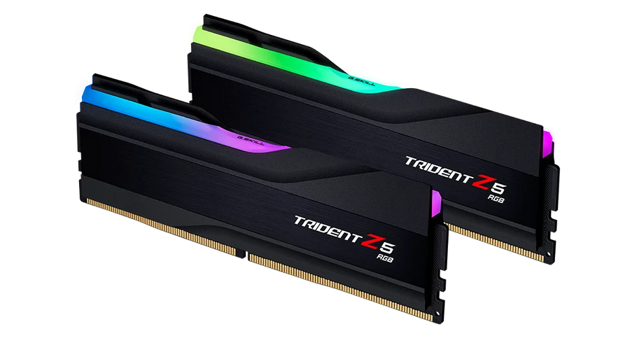 G.Skill Trident Z5 RGB DDR5 32GB Kit (2x16GB) Black | 7600MT/s CL36-46-46-121 | Intel XMP 3.0 | 1.40V | Hand-Screened DRAM ICs | Brushed Aluminum Heat Spreader | Streamlined RGB Light Bar | Flagship Overclock | Intel Z890/Z790