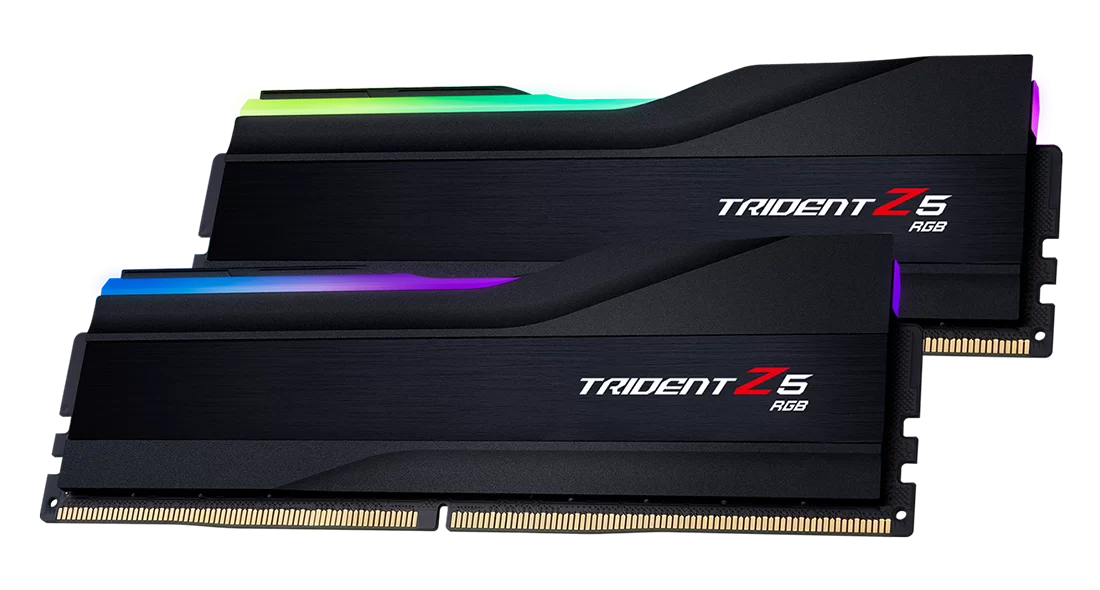 G.Skill Trident Z5 RGB DDR5 32GB Kit (2x16GB) Black | 7600MT/s CL36-46-46-121 | Intel XMP 3.0 | 1.40V | Hand-Screened DRAM ICs | Brushed Aluminum Heat Spreader | Streamlined RGB Light Bar | Flagship Overclock | Intel Z890/Z790