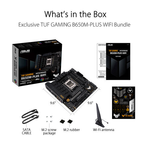 ASUS TUF Gaming B650M-PLUS WiFi | AMD AM5 Micro-ATX Motherboard | DDR5 6400+ | PCIe 5.0 M.2 | Dual M.2 | WiFi 6 | 2.5G LAN | USB 3.2 Gen 2x2 | USB4 Header | For Ryzen 7000/8000/9000 Series