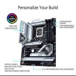 ASUS Prime Z790-A WiFi | Intel LGA 1700 ATX Motherboard | DDR5 7000+ | PCIe 5.0 | 4× M.2 | 16+1 DrMOS | WiFi 6E | Thunderbolt 4 / USB4 Header | For Intel 12th/13th/14th Gen