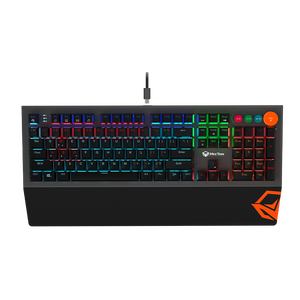 Meetion MK500 Mechanical Gaming Keyboard | 104/105 Keys | OUTEMU Blue Switches | 14 LED Backlight Modes | Detachable Magnetic Wrist Rest | Full-Key Anti-Ghosting | Black · Gray