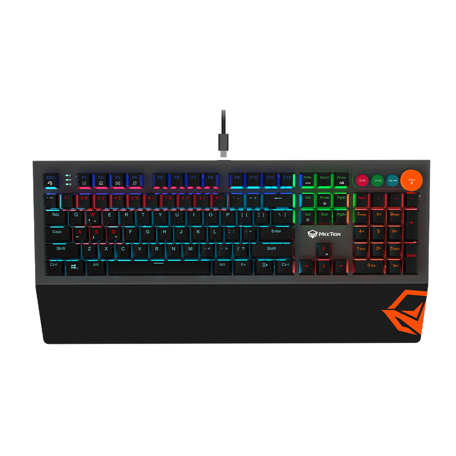 Meetion MK500 Mechanical Gaming Keyboard | 104/105 Keys | OUTEMU Blue Switches | 14 LED Backlight Modes | Detachable Mag
