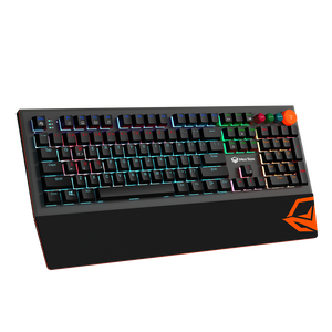 Meetion MK500 Mechanical Gaming Keyboard | 104/105 Keys | OUTEMU Blue Switches | 14 LED Backlight Modes | Detachable Magnetic Wrist Rest | Full-Key Anti-Ghosting | Black · Gray