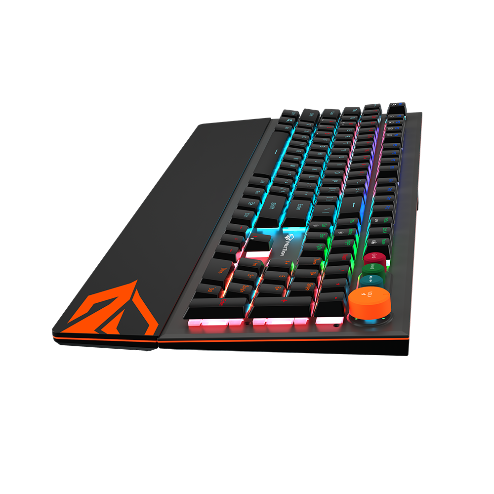 Meetion MK500 Mechanical Gaming Keyboard | 104/105 Keys | OUTEMU Blue Switches | 14 LED Backlight Modes | Detachable Magnetic Wrist Rest | Full-Key Anti-Ghosting | Black · Gray