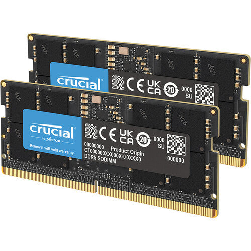 Crucial 48GB Kit (2x24GB) DDR5-5600 SODIMM Laptop Memory CT2K24G56C46S5 Boxed | PC5-44800 | CL46-45-45 | 1.1V | 262-Pin Non-ECC Unbuffered | 1Rx8 Single-Rank | On-Die ECC | Non-Binary High Capacity | Intel + AMD | Plug & Play