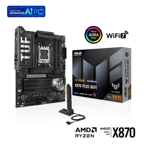 ASUS TUF Gaming X870-PLUS WiFi | AMD AM5 ATX Motherboard | DDR5 EXPO | PCIe 5.0 | 4× M.2 with PCIe 5.0 | WiFi 7 | Dual USB4 40Gbps | For Ryzen 7000/8000/9000