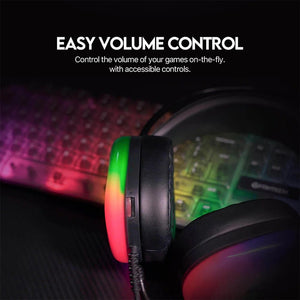 Spark H101 Gaming Headset | 50mm Drivers | Virtual 7.1 Surround · USB | Noise-Cancelling Mic · RGB Caps · 2m Cable | Black