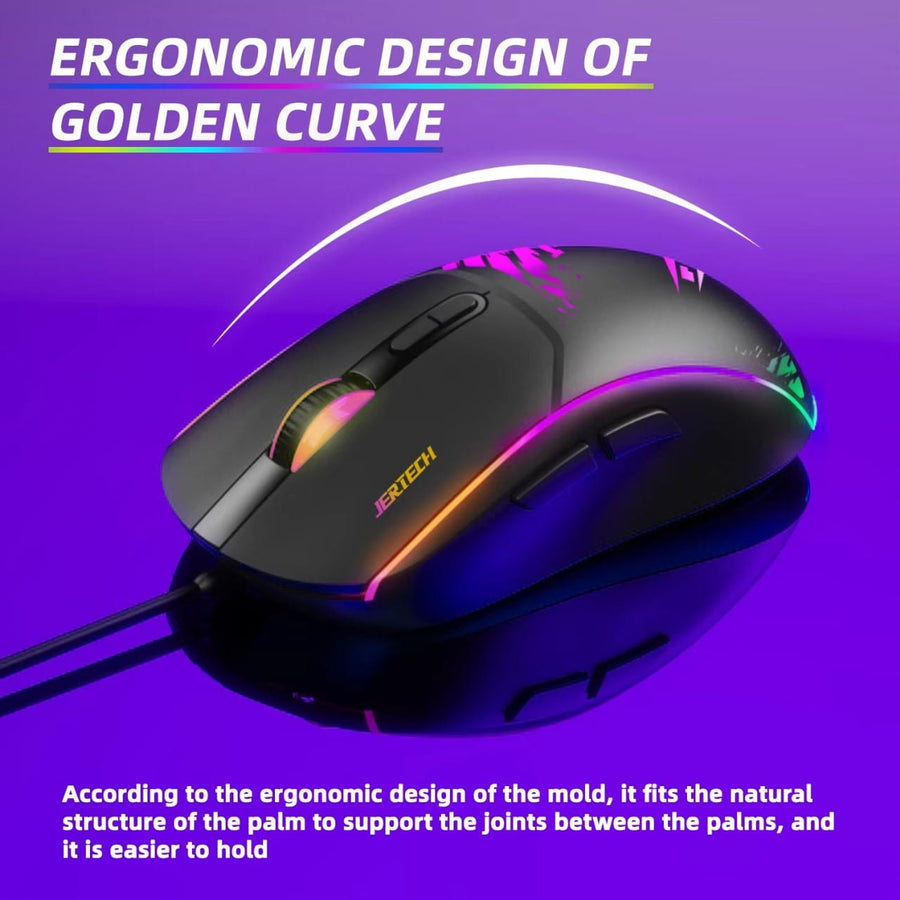 Jertech Shooter XP14 Wired Gaming Mouse | 1200-3600 DPI | 7 Buttons | Up to 1000Hz Polling | RGB Backlight | 1.5m Cable 