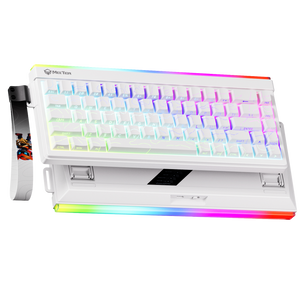 Meetion VibeKey B68 Tri-Mode Gaming Keyboard | 68 Keys · Membrane | USB + 2.4GHz + Bluetooth | RGB Backlight · ABS Double-Shot Keycaps | 4000mAh · 22h Battery | White