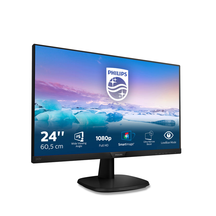 Philips 243V7QDSB | 24" Monitor | Full HD 1920x1080 | 60Hz | IPS | HDMI + VGA | Black