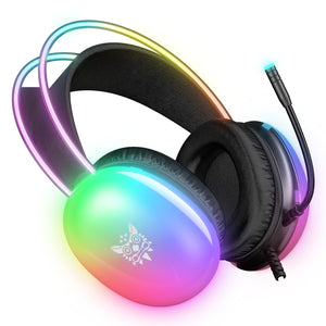 ONIKUMA X25 RGB Gaming Headset | 50mm Drivers | 16Ω · 115±3dB · 20Hz-20kHz | USB + 3.5mm · 2.0m | Retractable 360° Noise-Cancelling Mic | Black