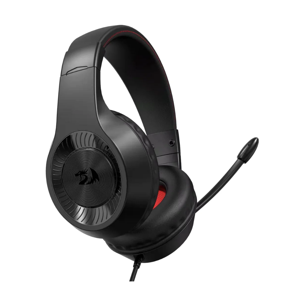 Redragon H130 PELIAS Wired Gaming Headset | 40mm Directional Drivers | Dual 3.5mm Plugs | Omnidirectional Noise-Cancelling Mic | Ear-Cup Volume Control | 20Hz-20kHz | 114+/-3dB | 200g | PC, Mac, PS4, Xbox One, Switch | Black