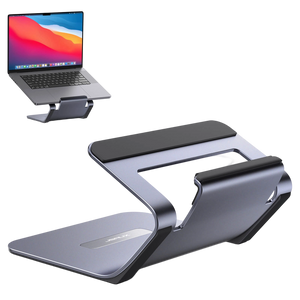 JSAUX SL0206 Curve 2-in-1 Aluminium Laptop & Tablet Stand | Fits 4in-15.6in Devices | 6-Inch Ergonomic Elevation | Aluminium Alloy + Silicone | Open-Frame Heat Dissipation | Anti-Slip | 110g | Grey