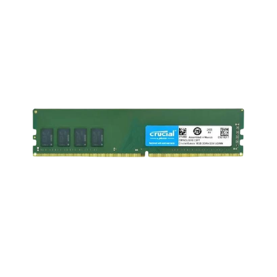 Crucial CB16GU3200 16GB DDR4-3200 Desktop Memory | DDR4 · 16GB (1 x 16GB) | 3200MT/s · PC4-25600 | CL22 · 22-22-22 · 1.2