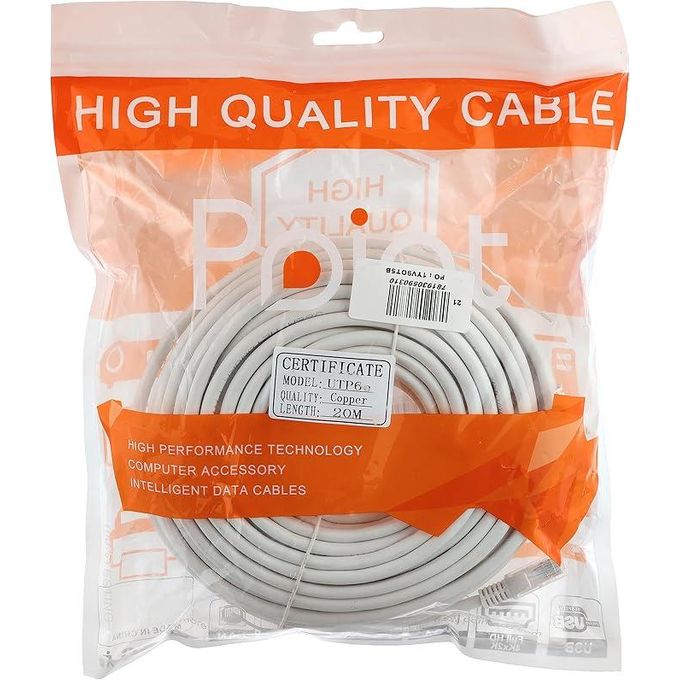 Point Cat6 Network Cable 40 m | Cat 6 UTP · Unshielded | RJ45 to RJ45 | 10/100/1000 Mbps Gigabit Ethernet | PVC Jacket | White