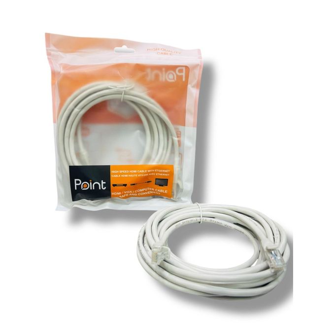 Point Cat6 Network Cable 5 m | Cat 6 UTP · Unshielded | RJ45 to RJ45 | 10/100/1000 Mbps Gigabit Ethernet | PVC Jacket | White