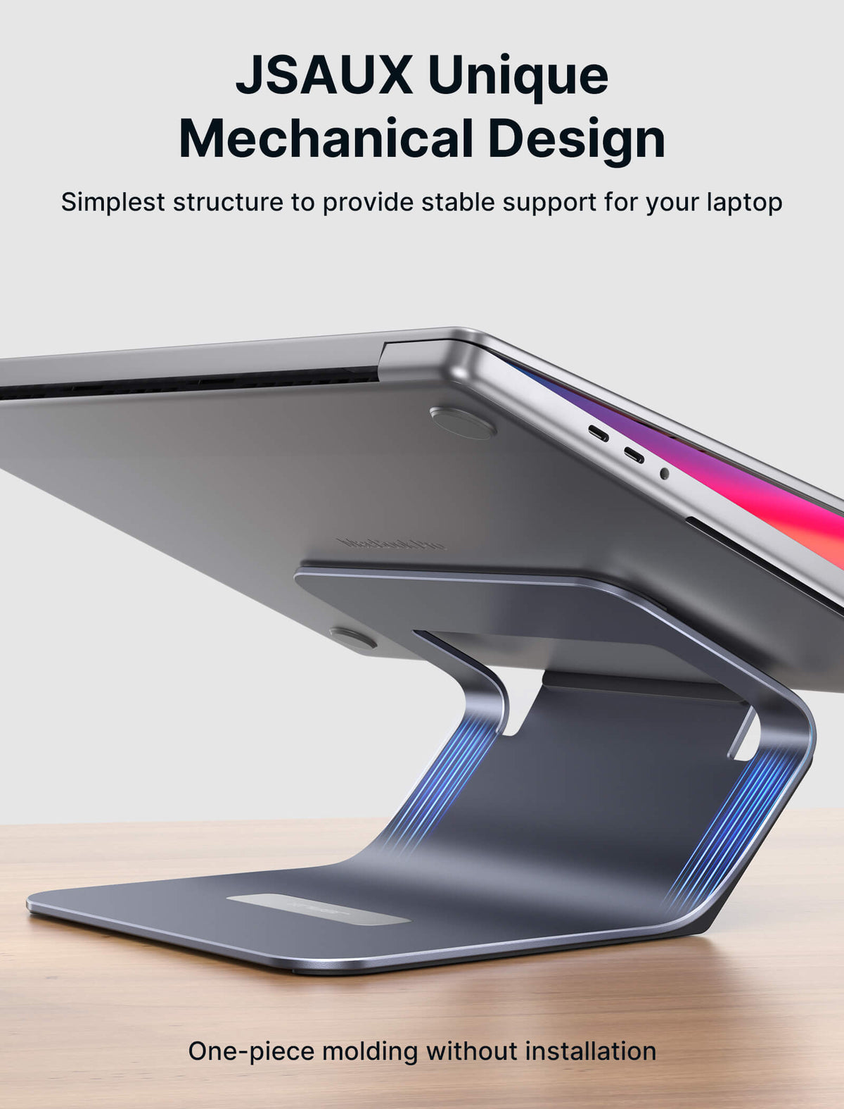 JSAUX SL0206 Curve 2-in-1 Aluminium Laptop & Tablet Stand | Fits 4in-15.6in Devices | 6-Inch Ergonomic Elevation | Aluminium Alloy + Silicone | Open-Frame Heat Dissipation | Anti-Slip | 110g | Grey