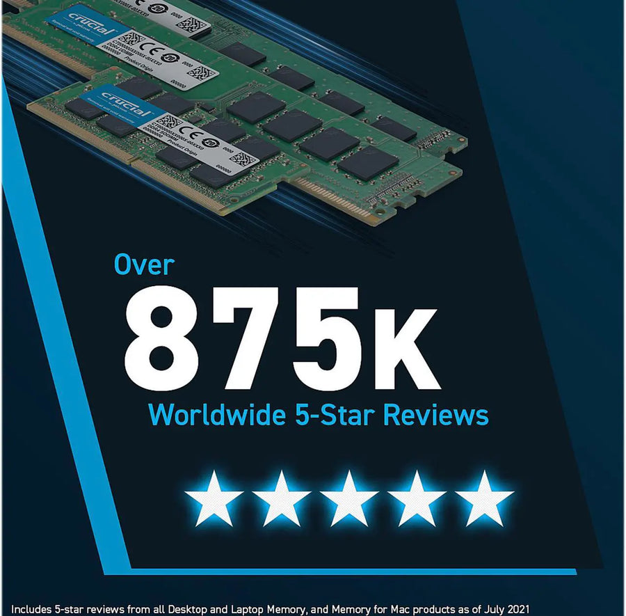 Crucial DDR5 32GB Single Stick (1x32GB) Green | 4800MT/s CL40-39-39 | JEDEC Native | 1.1V Low Voltage | Dual Rank 2Rx8 | 288-Pin UDIMM | On-Die ECC | Universal Compatibility | Intel 12th Gen + AMD Ryzen 7000 | Entry DDR5 Single Module