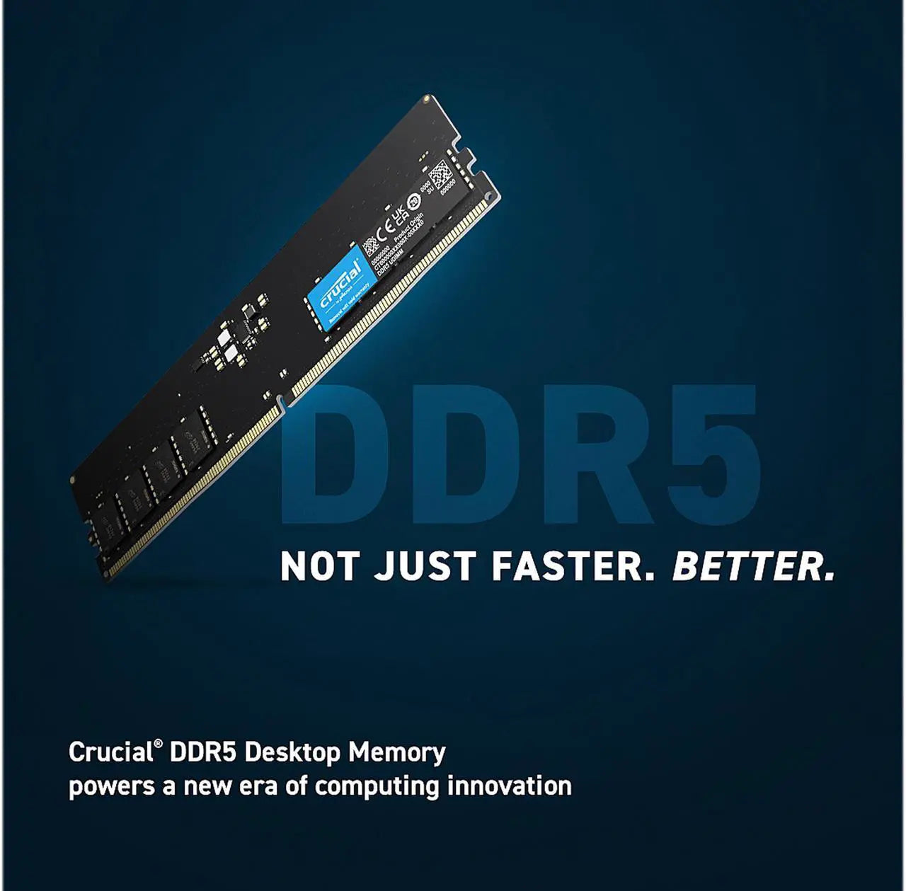 Crucial DDR5 32GB Single Stick (1x32GB) Green | 4800MT/s CL40-39-39 | JEDEC Native | 1.1V Low Voltage | Dual Rank 2Rx8 | 288-Pin UDIMM | On-Die ECC | Universal Compatibility | Intel 12th Gen + AMD Ryzen 7000 | Entry DDR5 Single Module