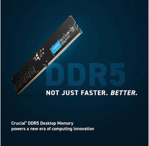 Crucial DDR5 32GB Single Stick (1x32GB) Green | 4800MT/s CL40-39-39 | JEDEC Native | 1.1V Low Voltage | Dual Rank 2Rx8 | 288-Pin UDIMM | On-Die ECC | Universal Compatibility | Intel 12th Gen + AMD Ryzen 7000 | Entry DDR5 Single Module