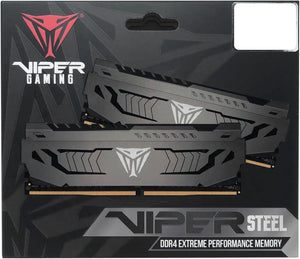 Patriot Viper Steel DDR4 8GB Single Stick (1x8GB) Gunmetal Grey | 3000MHz CL16-18-18 | Intel XMP 2.0 | 1.35V | Custom Aluminum Heat Shield | Diamond-Cut Viper Logo | Hand-Tested | Genuine Single Module | Intel + AMD Ryzen Compatible