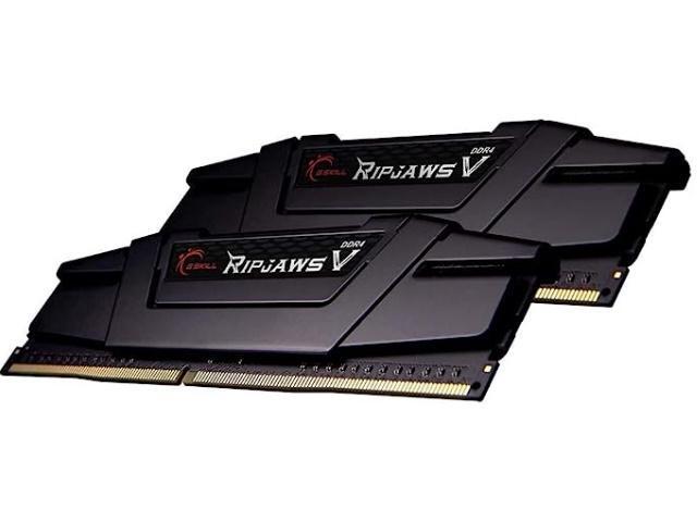 G.Skill Ripjaws V 32GB (2×16GB) DDR4-3600 CL18 | F4-3600C18D-32GVK | Dual-Channel Desktop Memory Kit | CL18-22-22-42 @ 1.35V | Intel XMP 2.0 One-Click Overclock | Aluminium Heat Spreader | 42mm Module Height | Unbuffered Non-ECC 288-Pin DIMM