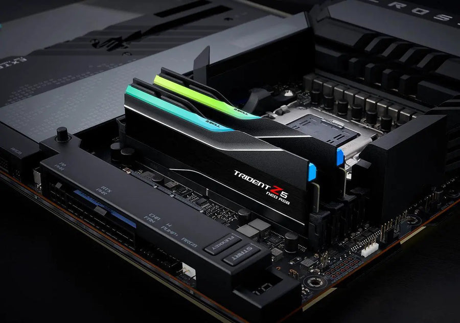 G.Skill Trident Z5 RGB DDR5 32GB Kit (2x16GB) | 6400MT/s CL32 | Intel XMP 3.0 | 8-Zone ARGB Light Bar | Brushed Aluminum Heat Spreader Silver Black | On-Die ECC | Intel 13th-14th Gen Optimized | Red Dot Award 2022 Premium Memory