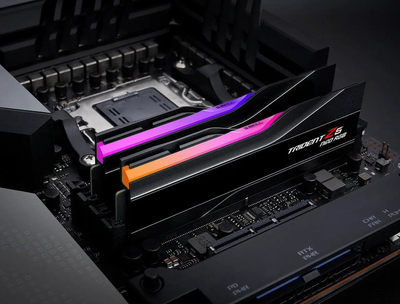 G.Skill Trident Z5 RGB DDR5 32GB Kit (2x16GB) | 6400MT/s CL32 | Intel XMP 3.0 | 8-Zone ARGB Light Bar | Brushed Aluminum Heat Spreader Silver Black | On-Die ECC | Intel 13th-14th Gen Optimized | Red Dot Award 2022 Premium Memory