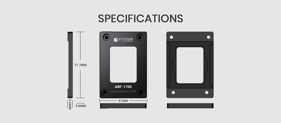 ID-COOLING ABF-1700 Anti-Bending Frame | Intel LGA1700 CPU Contact Frame | Aluminium | 71.7 × 51 × 5.6 mm | Screwdriver 
