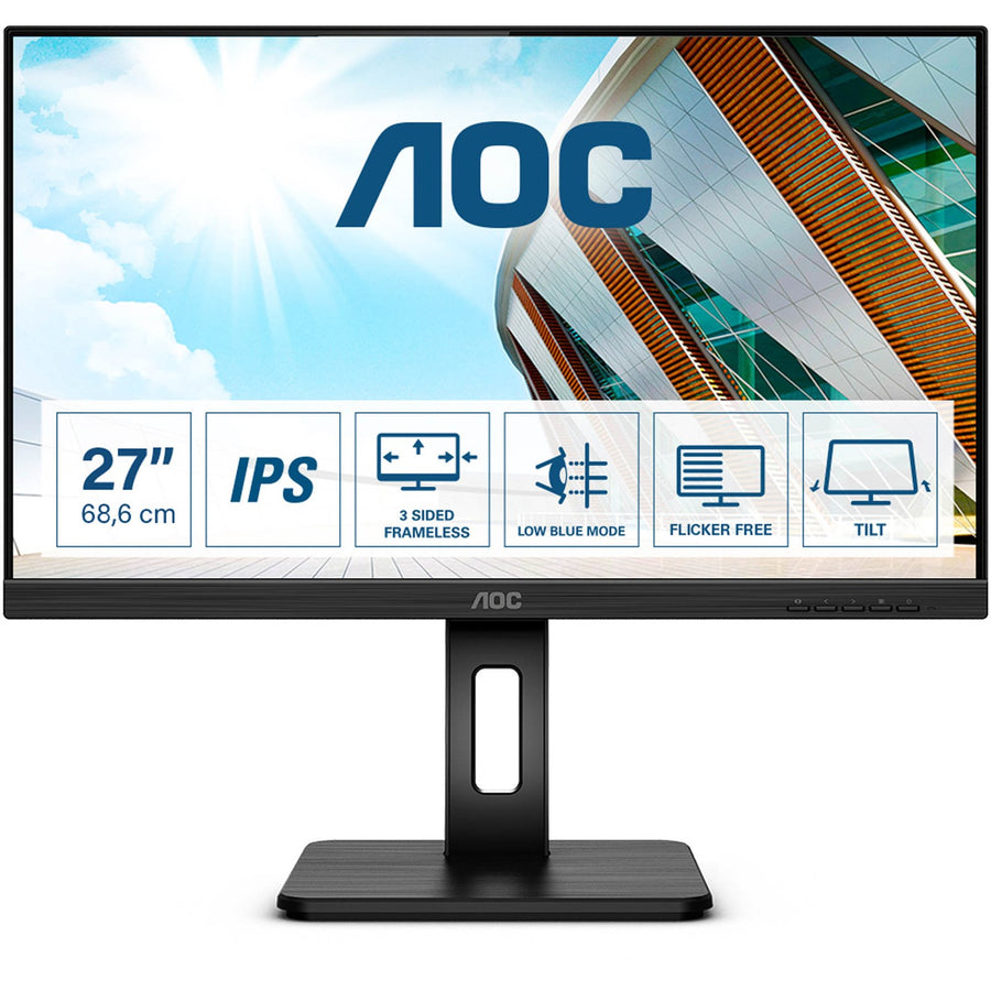 AOC 27P2Q | 27" FHD IPS Professional Business Monitor | 75Hz | 4-Port USB Hub | Full Ergonomic Stand