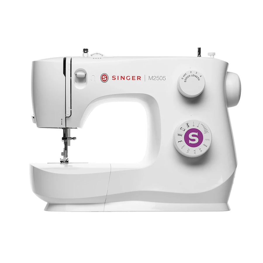 Singer M2505 Sewing Machine, 23 Built-In Stitches, 4-Step Buttonhole, Free Arm Design, Lightweight & Portable, White