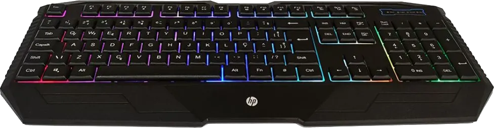 HP K110 Wired Gaming Keyboard | 104 Keys · Full-Size Membrane | 4-Colour LED Backlight · 26-Key Anti-Ghosting | 10 Million Keystrokes · Built-in Palm Rest | Black