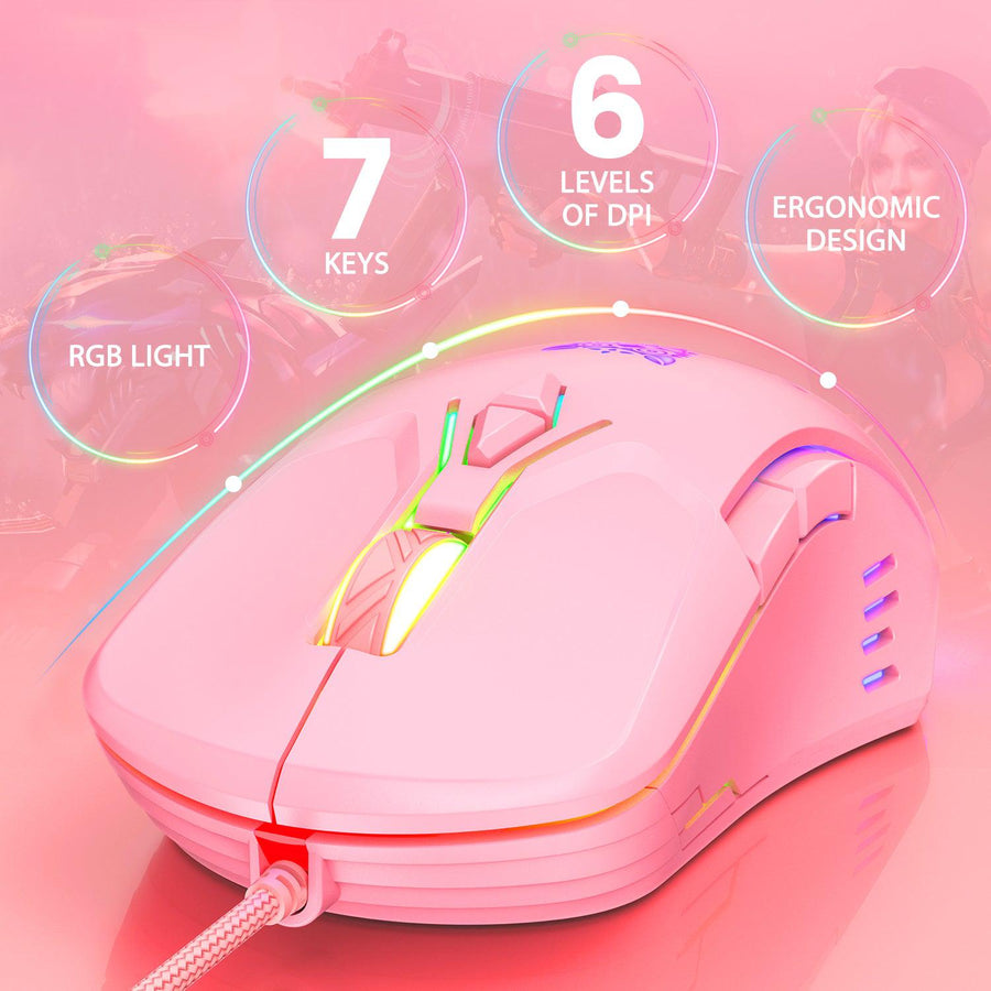 ONIKUMA CW902 Wired RGB Gaming Mouse | 6400 DPI · 6 Adjustable Levels | 7 Programmable Buttons · Macro Support | Colourf