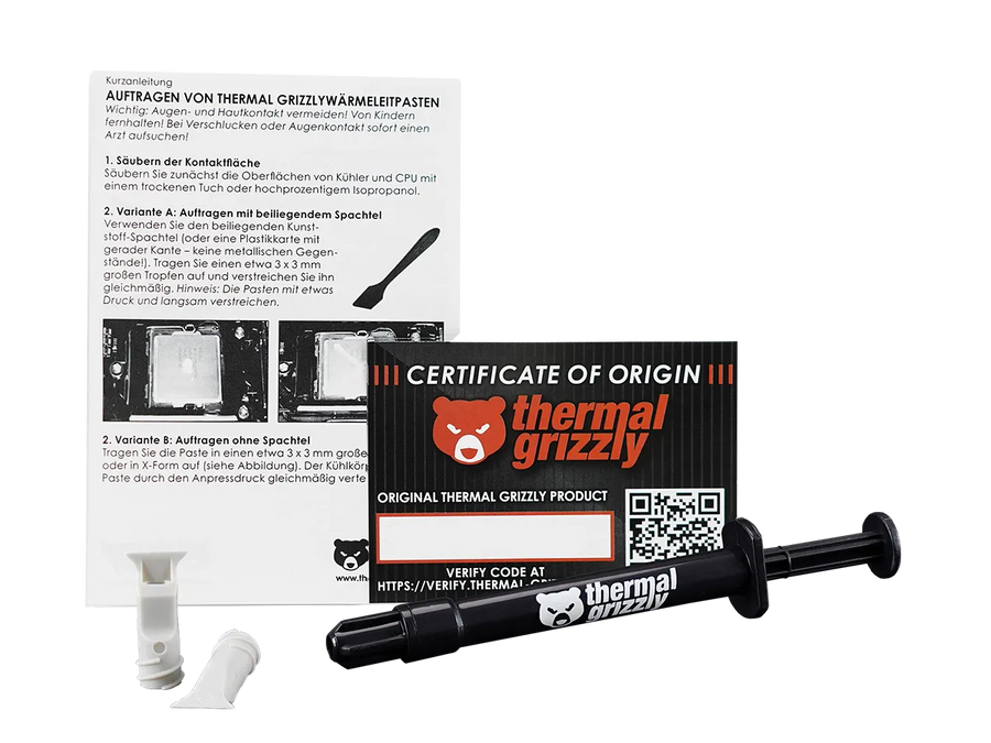 Thermal Grizzly Kryonaut Extreme TG-KE-002-R Thermal Paste | 2 g | Viscosity 130-180 Pa·s · Density 3.76 g/cm³ | 0 pS/m 