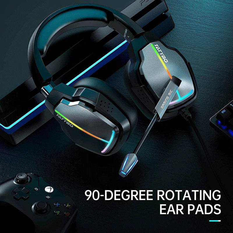 Tatybo XW2 Gaming Headset | 50mm Neodymium Drivers | Virtual 7.1 Surround | ENC Noise-Cancelling Mic | USB Wired