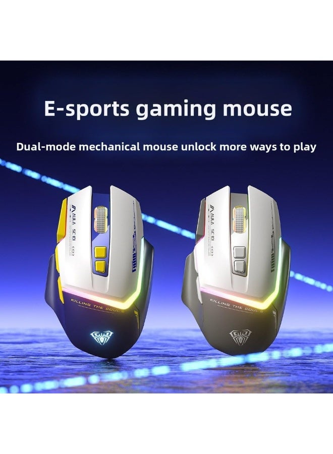 AULA SC101 Wireless Gaming Mouse | 2.4GHz Wireless · Bluetooth Dual Mode | Rechargeable 500mAh Battery | Ergonomic Right